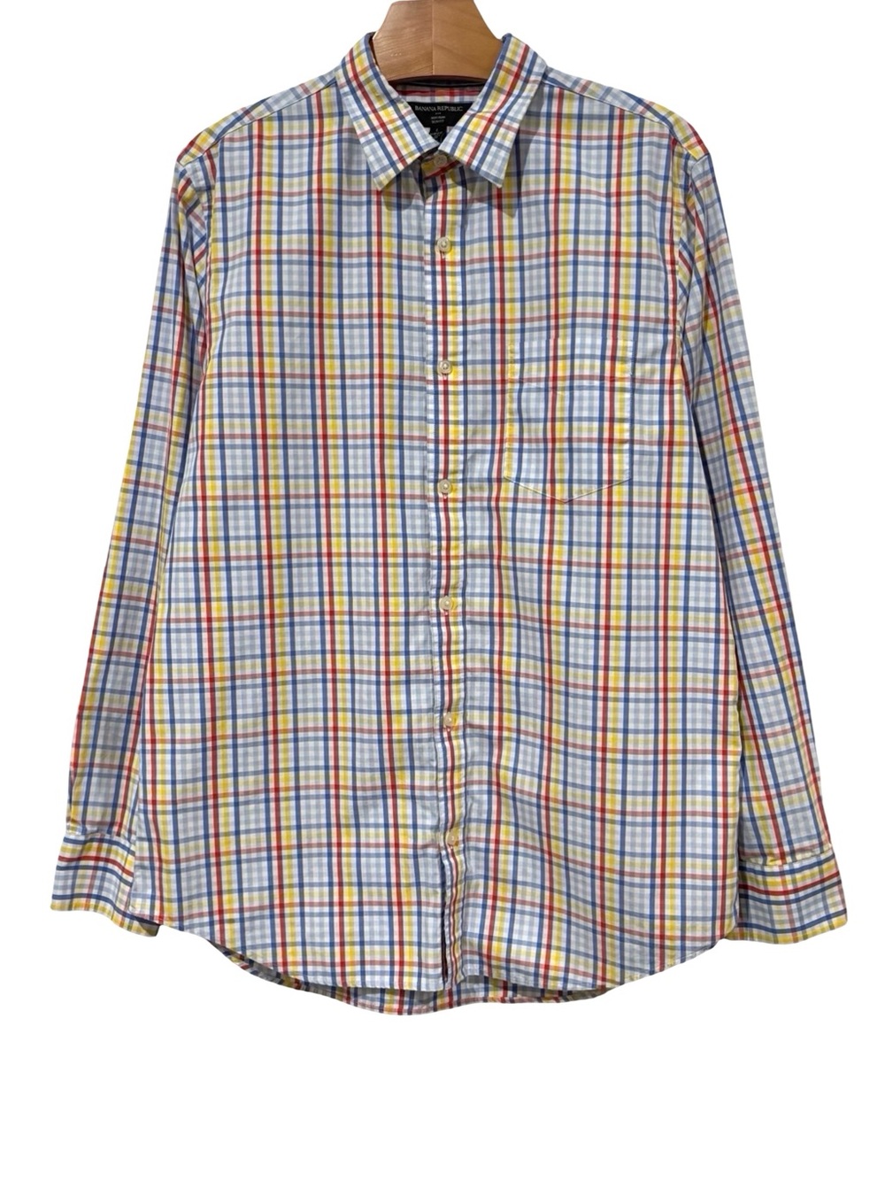 Banana Republic Slim Fit Plaid Dress Shirt 16-16.5 Large